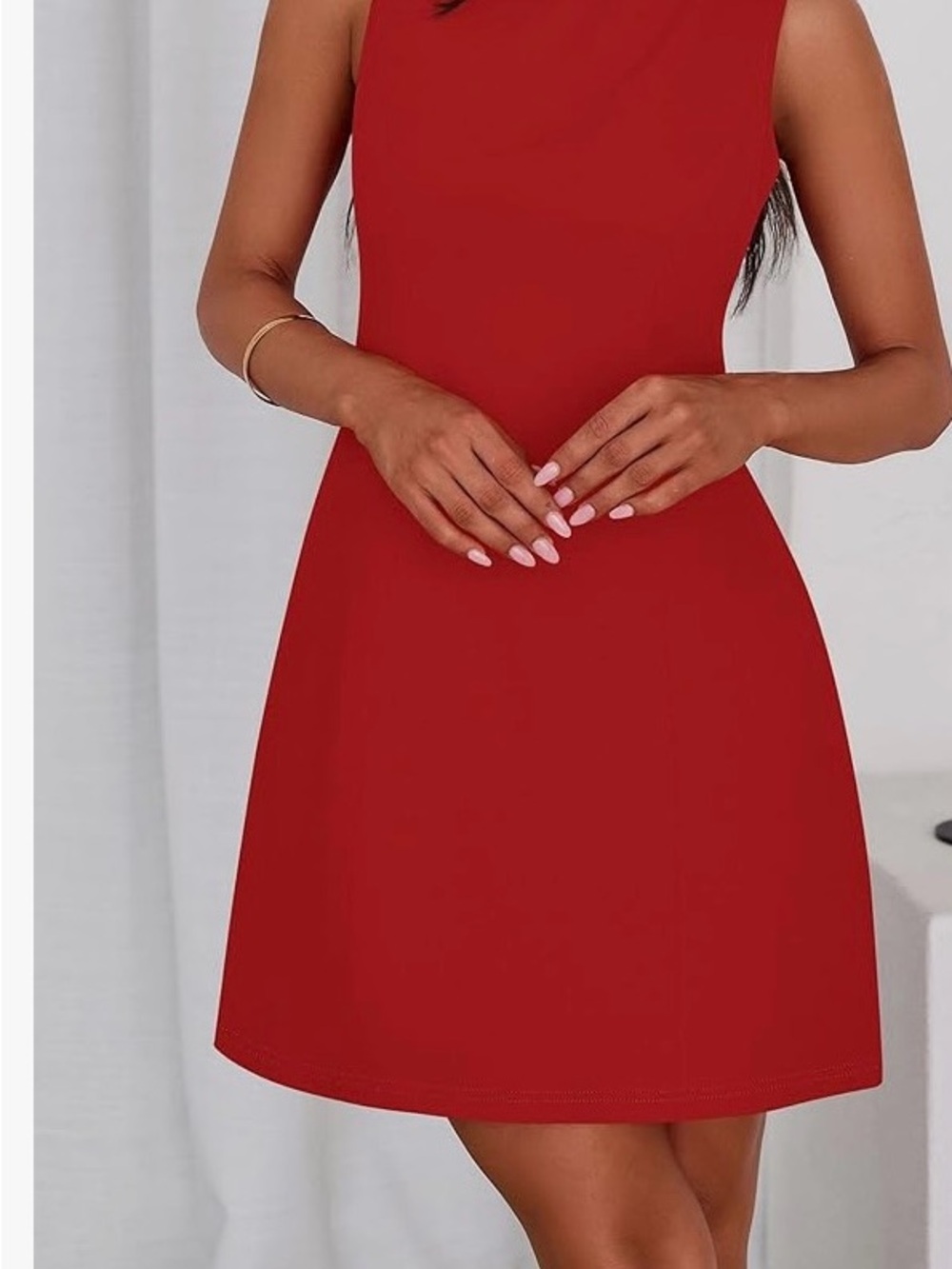 Sleeveless Red A-Line Dress - Elegant Day to Night - Picture 2 of 3